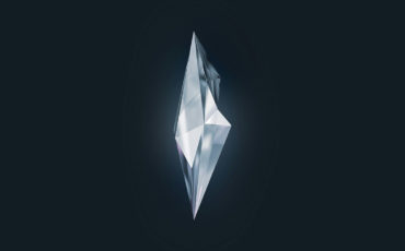 Shiny diamond fragmentation with a dark grey background