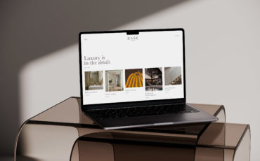 Base Interior client - desktop website design mocked up on laptop device