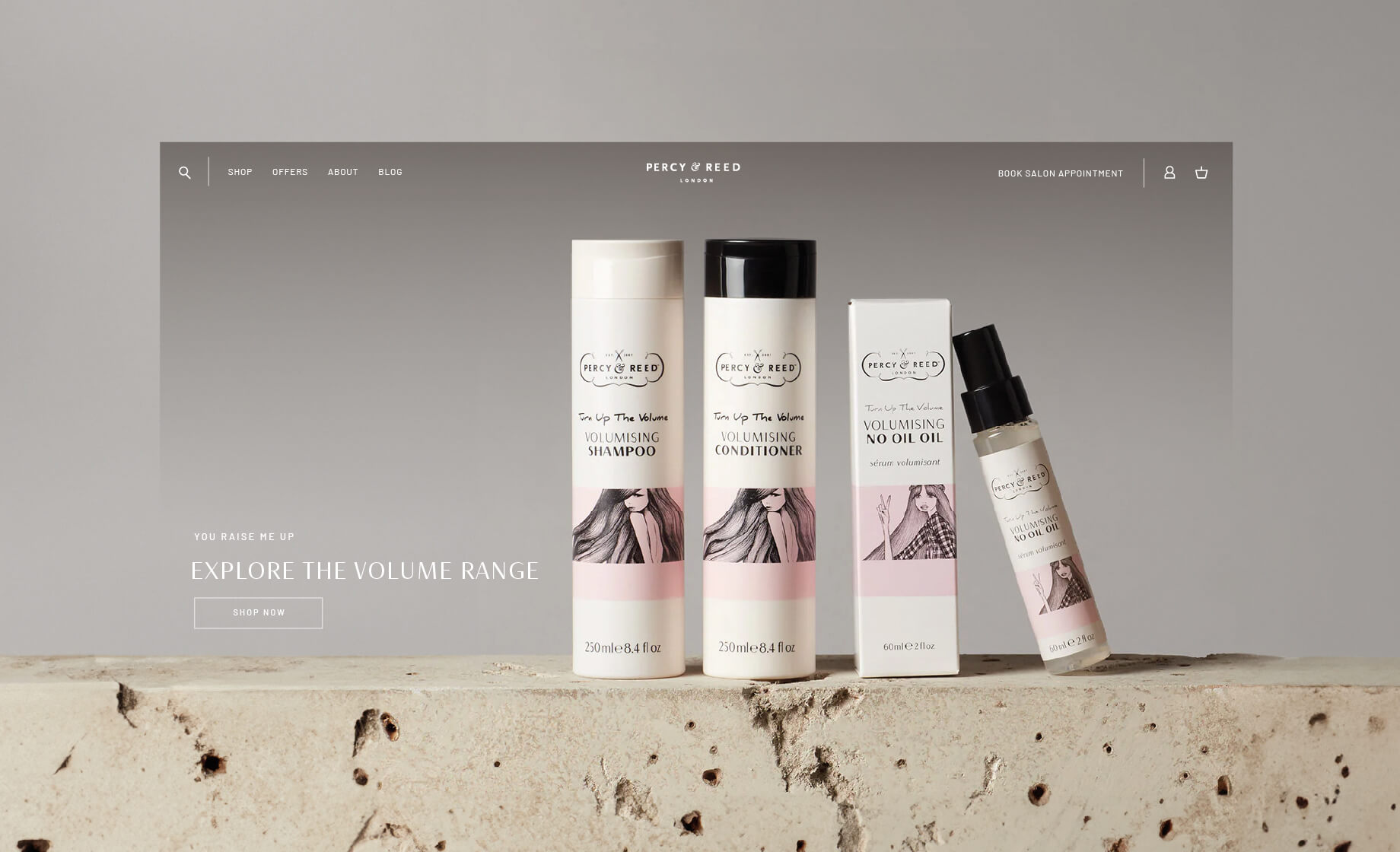 Percy & Reed Luxury beauty client - homepage desktop design