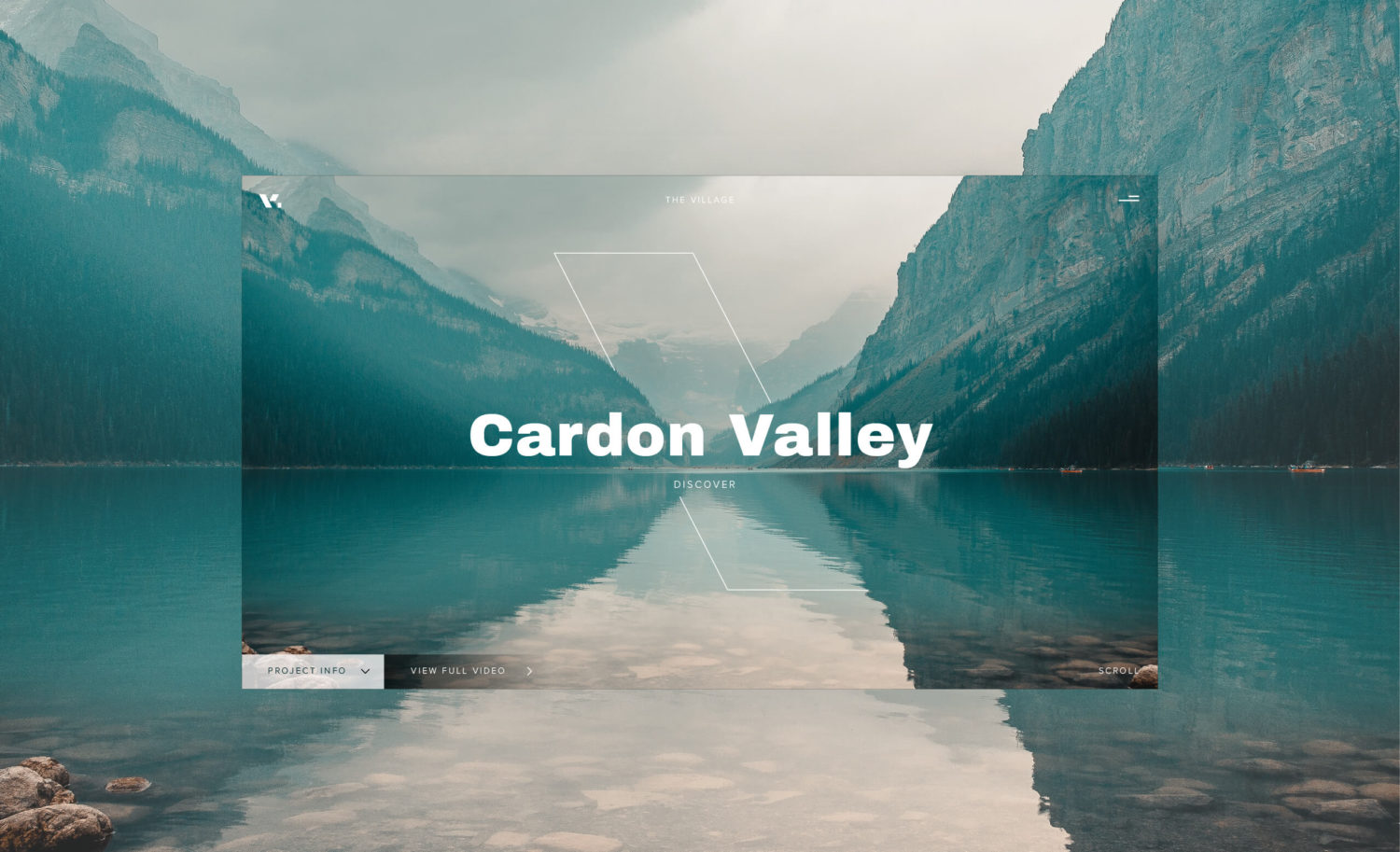 The Village Client - Mountain Scene on desktop landing page