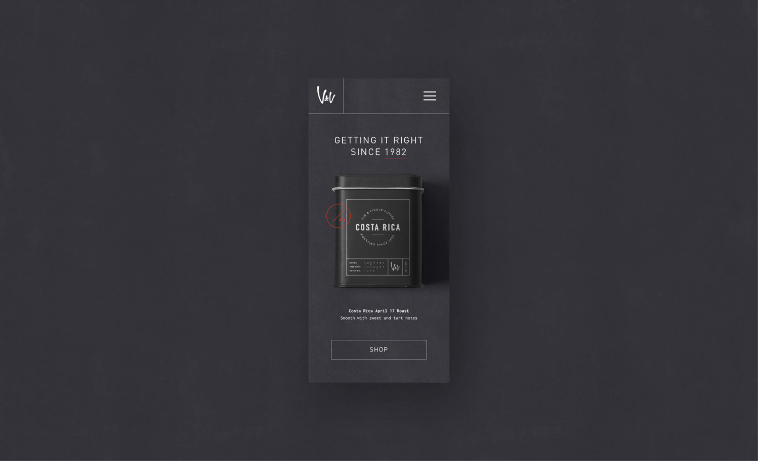 Vim & Vigour Coffee - mobile product page design