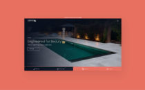 Compass Pools - homepage desktop website design mockup on coloured background