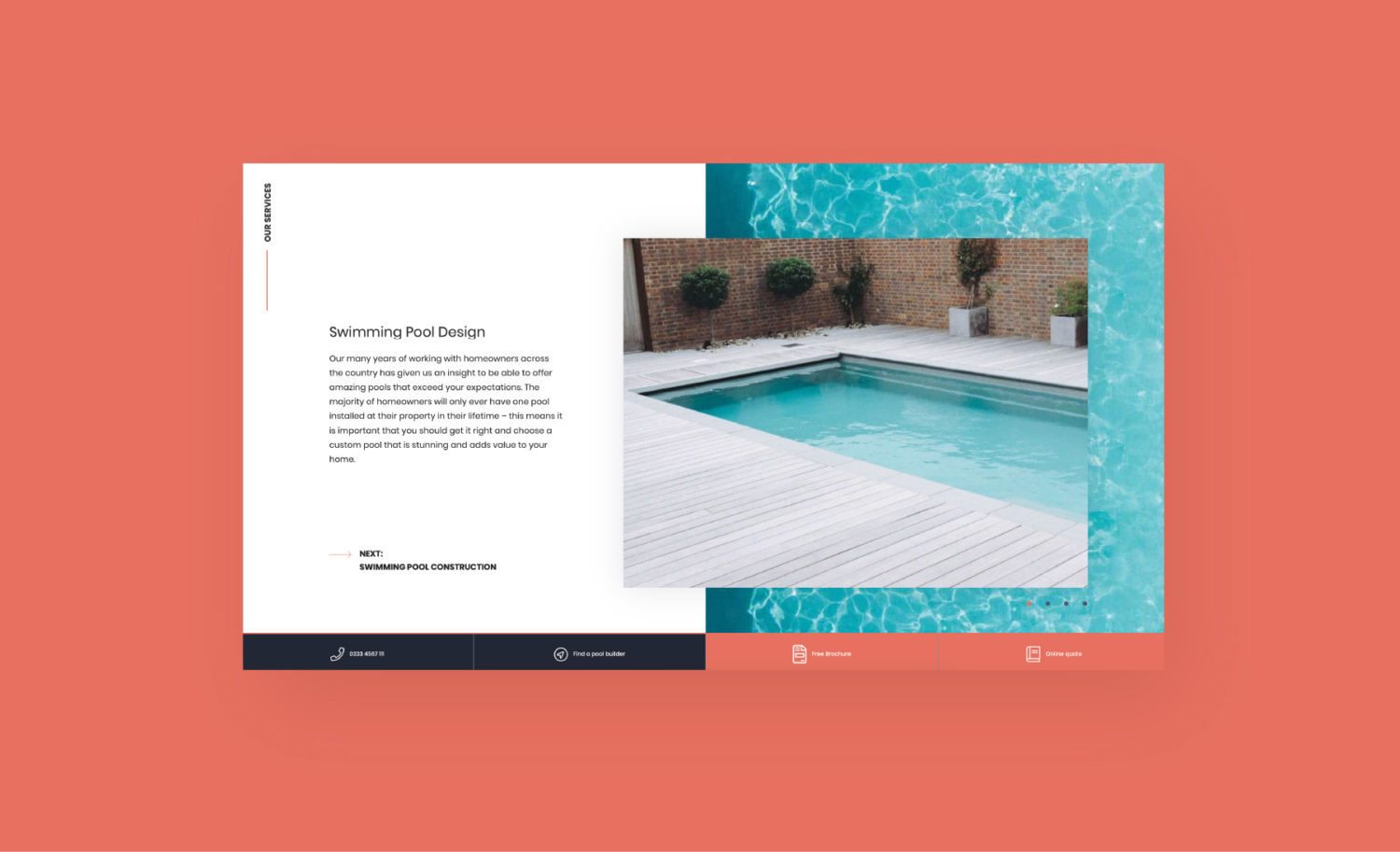 Compass Pools - landing page desktop website design mockup