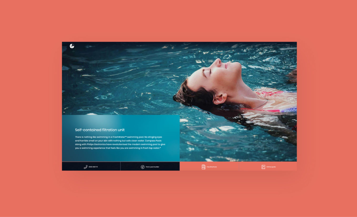 Compass Pools - desktop landing page website design mockup