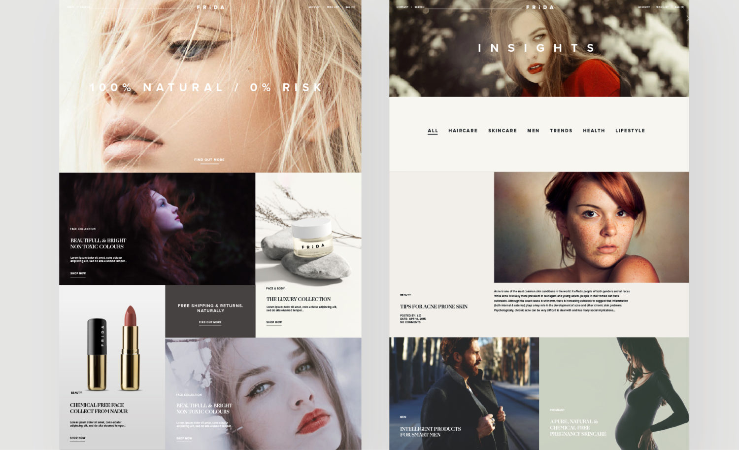 Friday Beauty client - landing pages website design for desktop on shopify