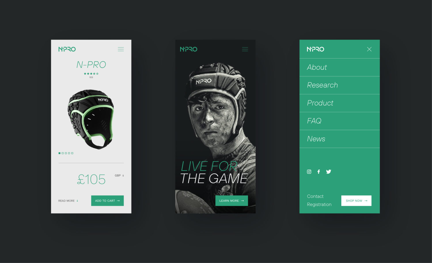 N-Pro client - mobile UI website designs