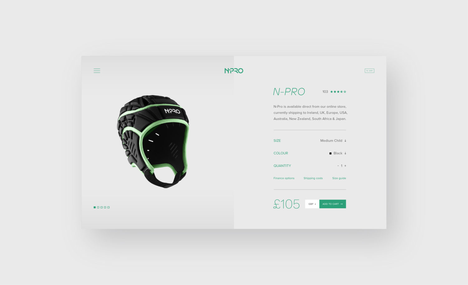 N-Pro client - product page desktop UI design with 3D product design