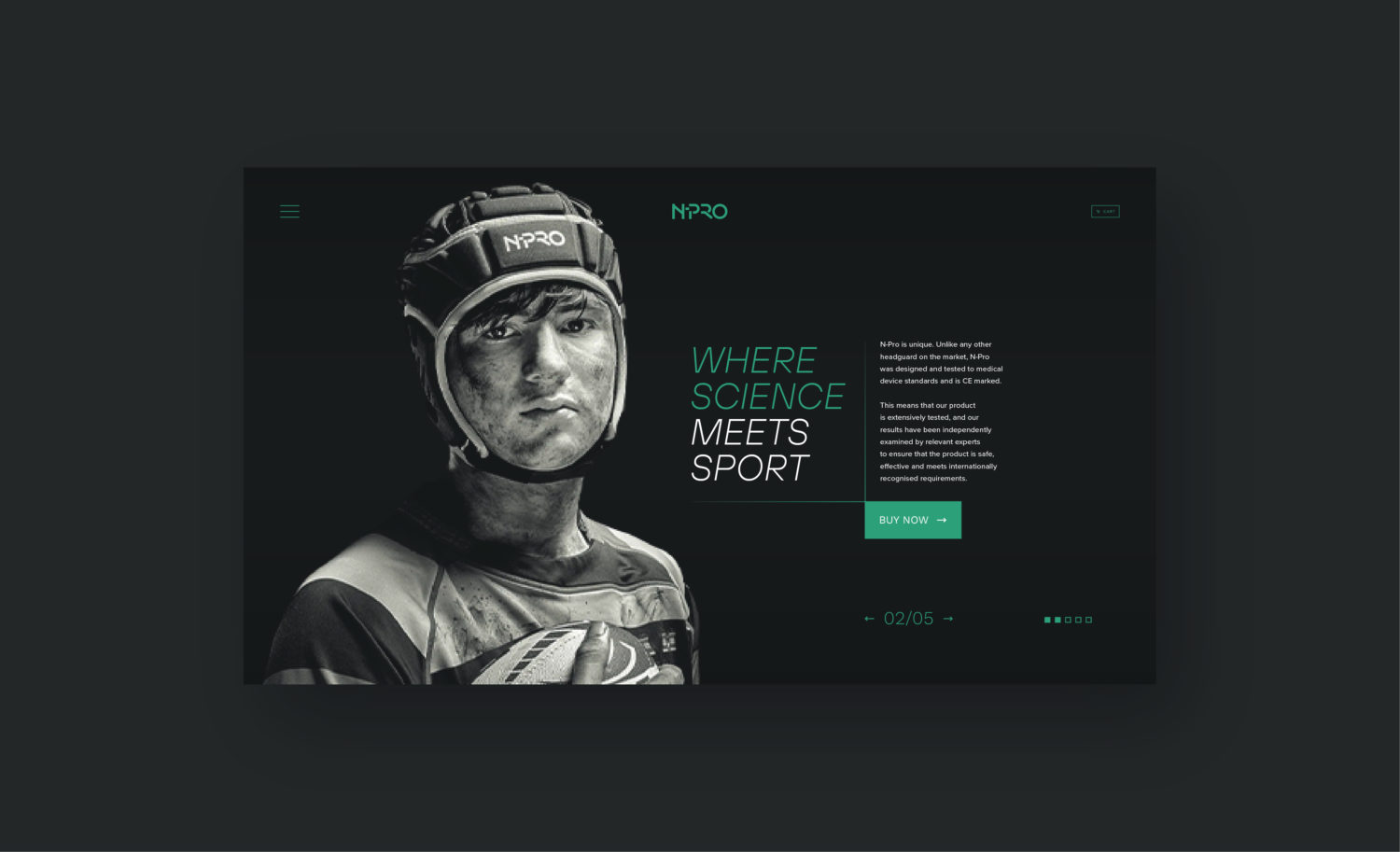 N-Pro client - landing page desktop UI design