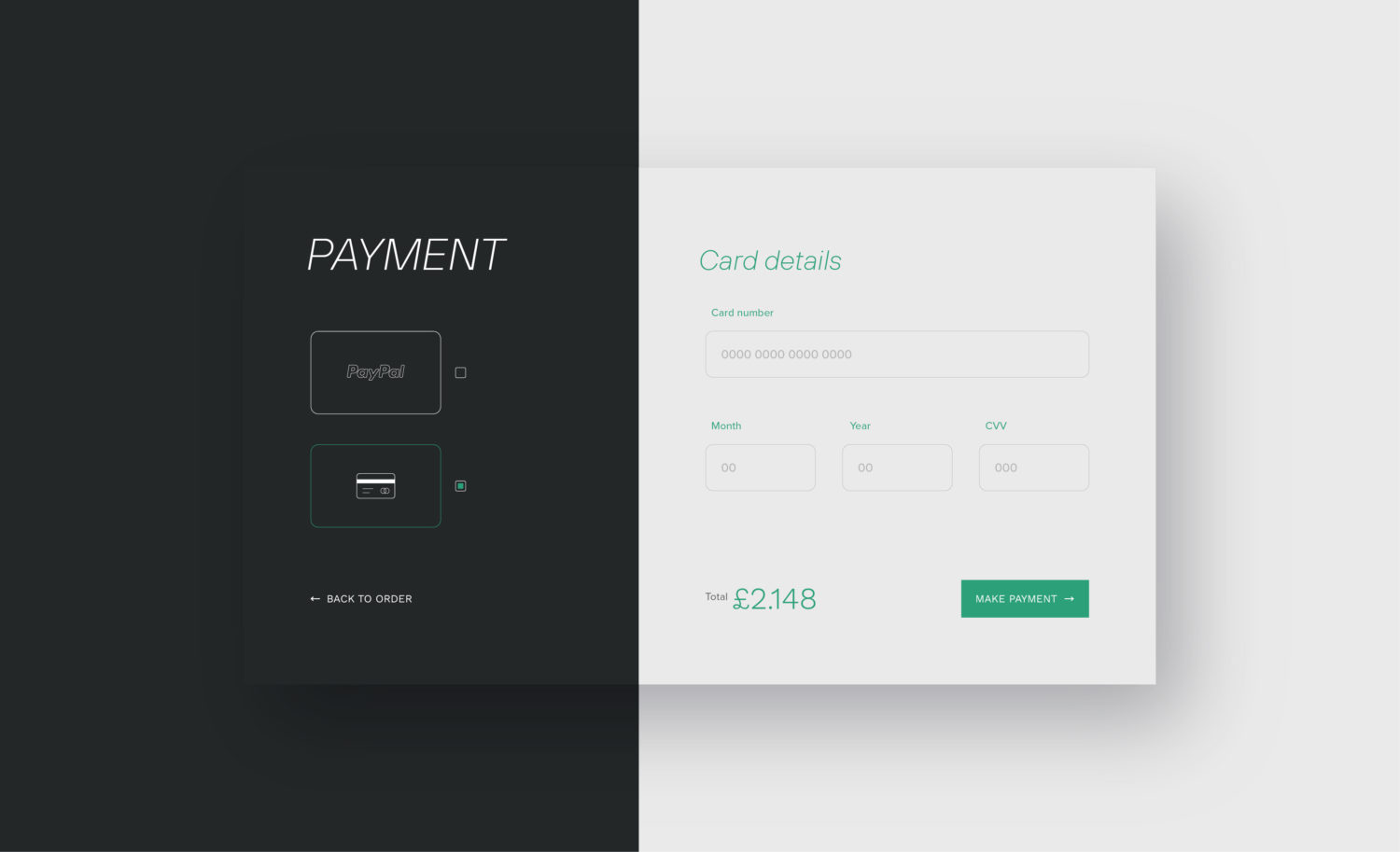 N-Pro client - payment page desktop UI design