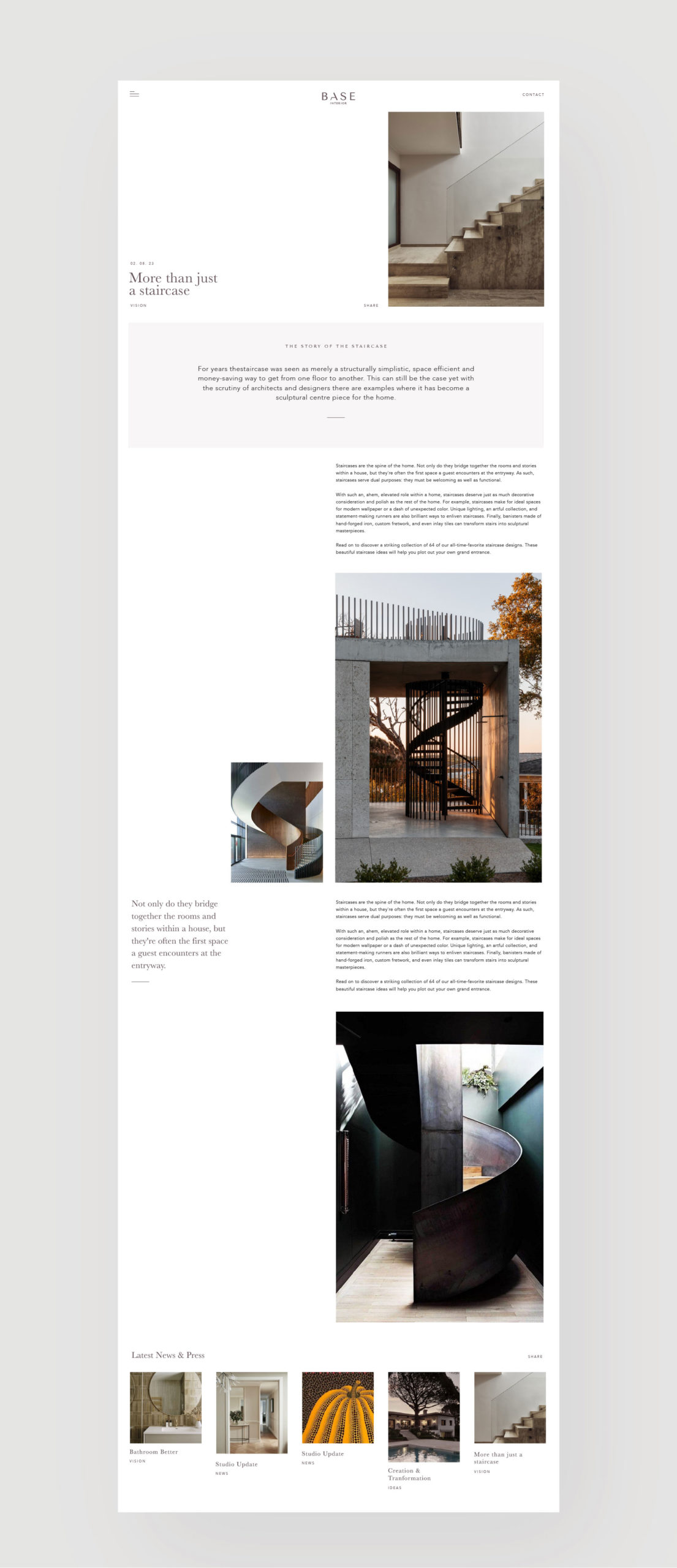 Base Interior client - desktop website design post news page scaled