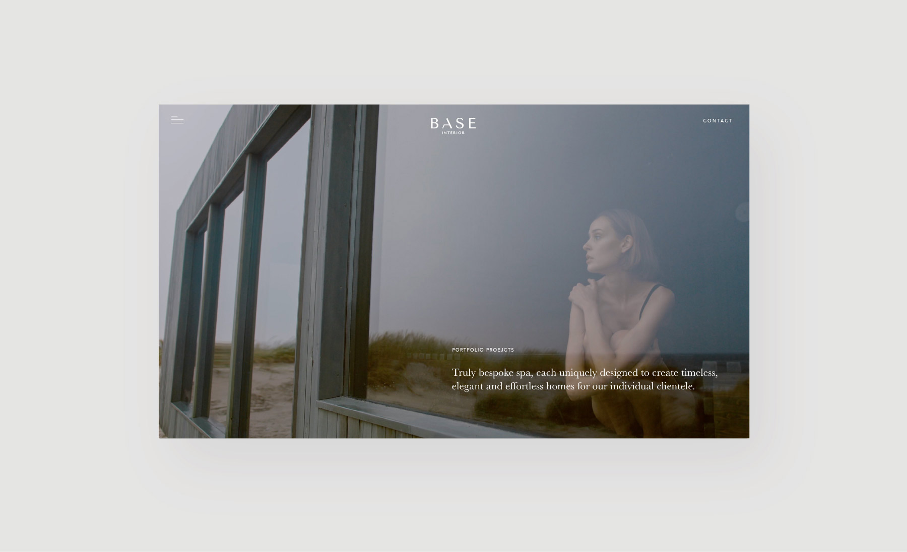 Base Interior client - desktop website design spa overlay