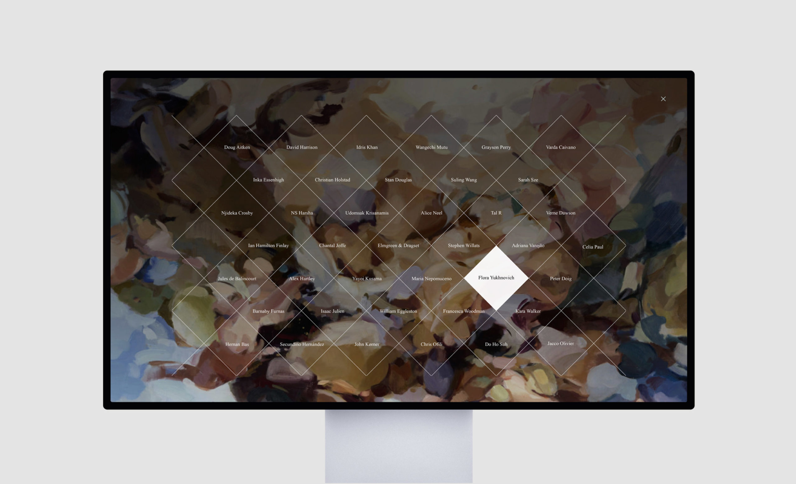 Victoria miro art gallery client - desktop web design - artist page