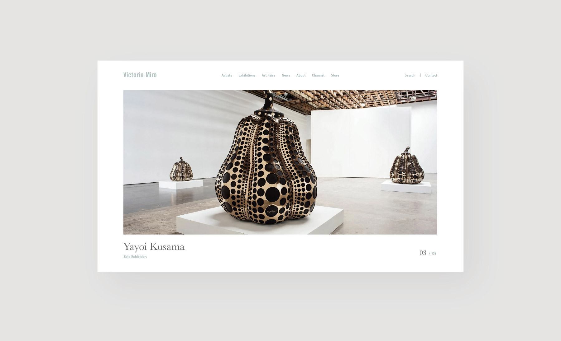 Victoria miro art gallery client - desktop web design - homepage image with gold pumpkin