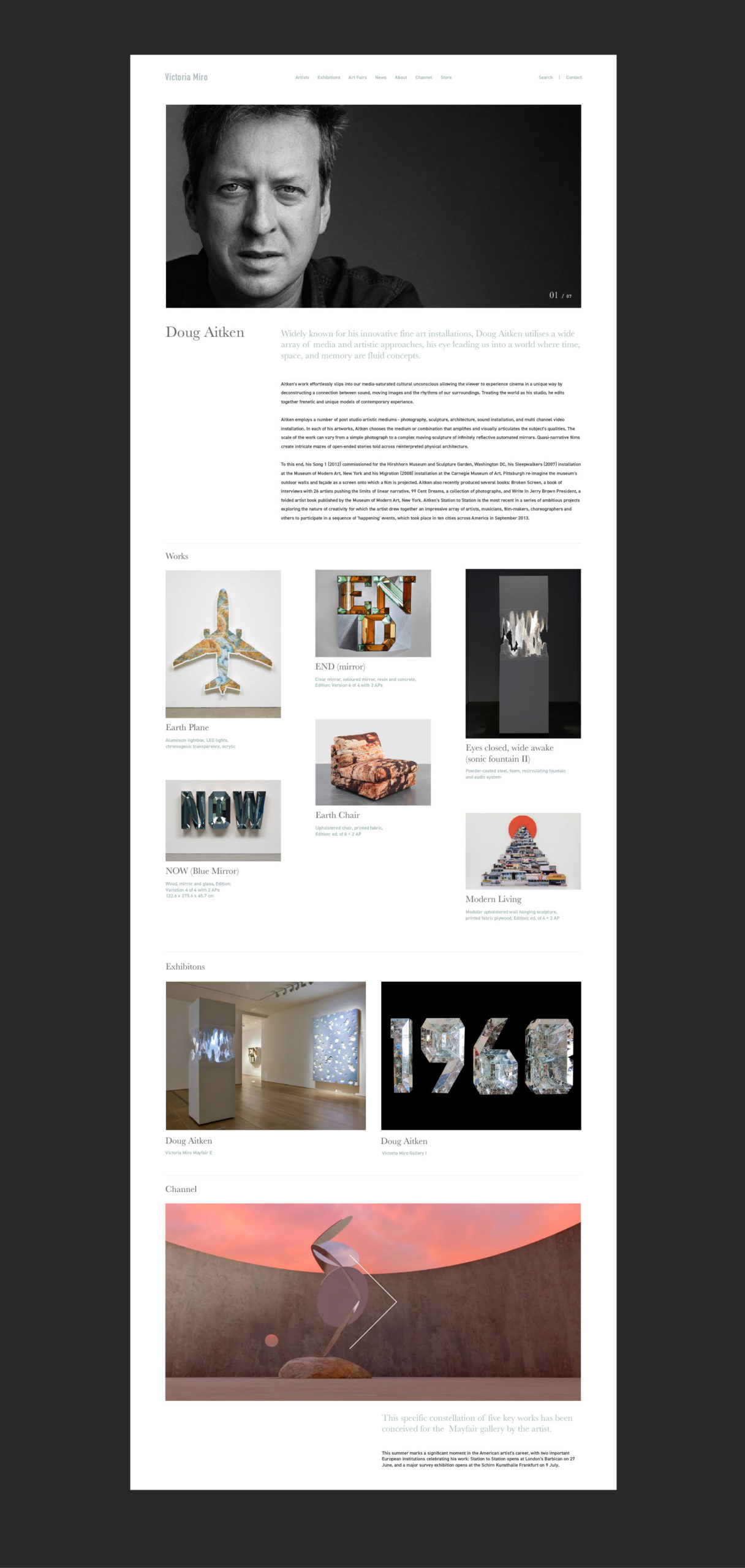 Victoria miro art gallery client - desktop web design - artist page scaled