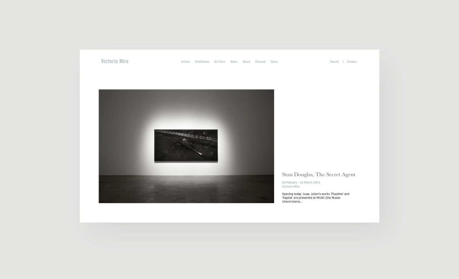 Victoria miro art gallery client - desktop web design - gallery section