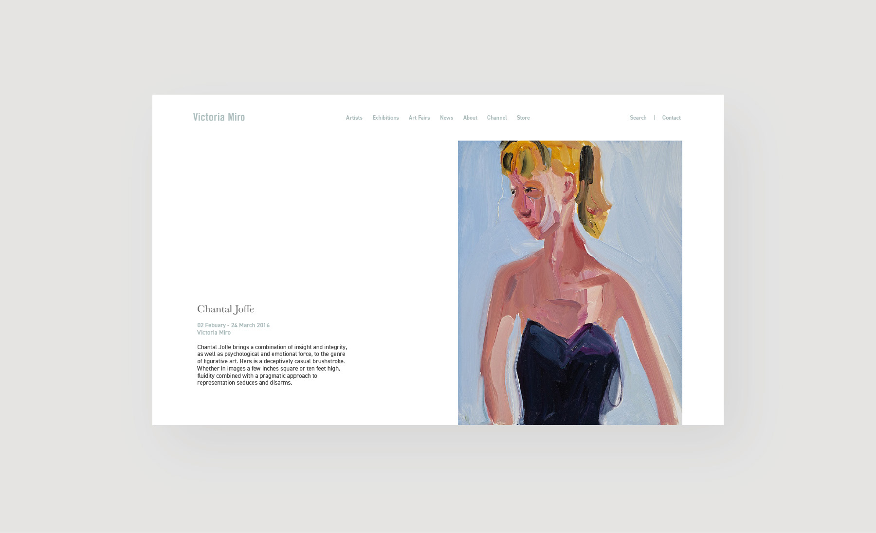 Victoria miro art gallery client - desktop web design - profile section design