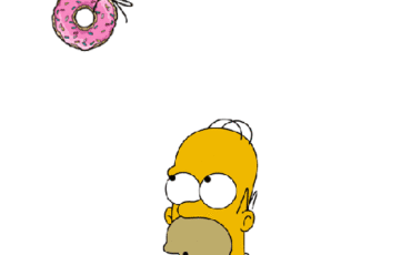 dangling donut above homer Simpsons head