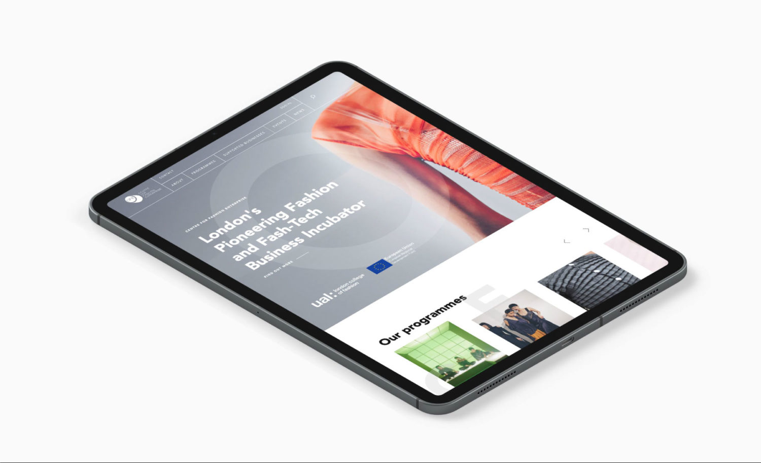 CFE UAL: London college of fashion client - tablet web design