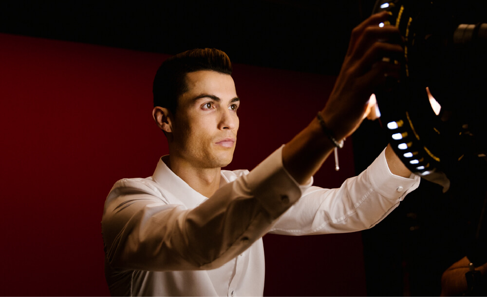 Image of Cristiano Ronaldo with a spotlight lamp